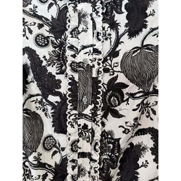 J. Crew Ruffled Slim Perfect Shirt in Ratti® Sunflower Floral Print Size 4 2252 - Picture 5 of 10